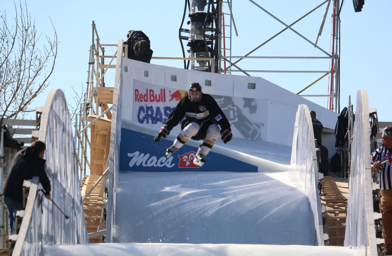 Red Bull Crashed Ice Athlete in the air